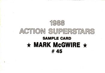 1988 Action Superstars Samples (unlicensed) #45 Mark McGwire Back