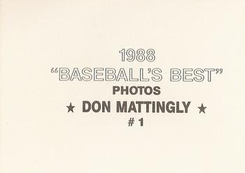 1988 Baseball's Best Photos (unlicensed) #1 Don Mattingly Back
