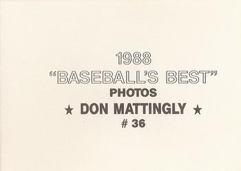1988 Baseball's Best Photos (unlicensed) #36 Don Mattingly Back