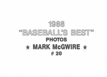 1988 Baseball's Best Photos (unlicensed) #20 Mark McGwire Back