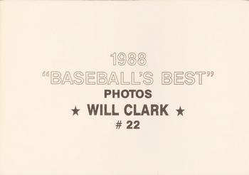 1988 Baseball's Best Photos (unlicensed) #22 Will Clark Back
