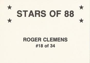 1988 Stars of '88 (unlicensed) #18 Roger Clemens Back