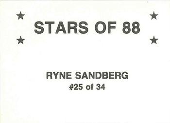 1988 Stars of '88 (unlicensed) #25 Ryne Sandberg Back