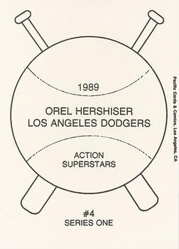 1989 Pacific Cards & Comics Action Superstars Series One (unlicensed) #4 Orel Hershiser Back