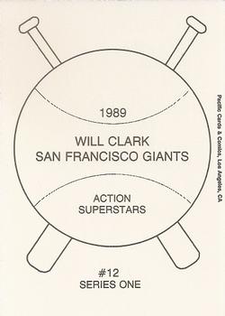 1989 Pacific Cards & Comics Action Superstars Series One (unlicensed) #12 Will Clark Back