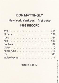 1989 Pacific Cards & Comics All-Stars (unlicensed) #4 Don Mattingly Back