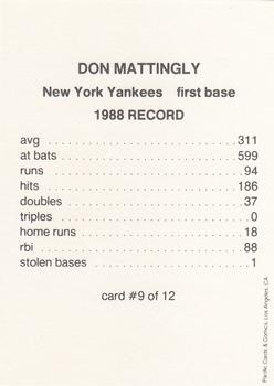 1989 Pacific Cards & Comics All-Stars (unlicensed) #9 Don Mattingly Back