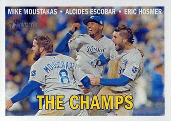 2016 Topps Heritage #1 The Champs (Mike Moustakas / Alcides Escobar / Eric Hosmer) Front