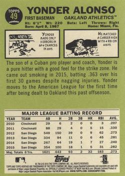 2016 Topps Heritage #49 Yonder Alonso Back