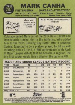 2016 Topps Heritage #287 Mark Canha Back