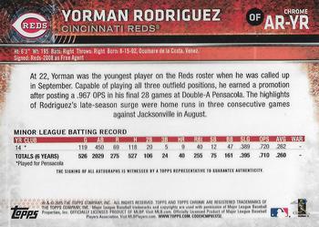 2015 Topps Chrome - Autographed Rookies #AR-YR Yorman Rodriguez Back