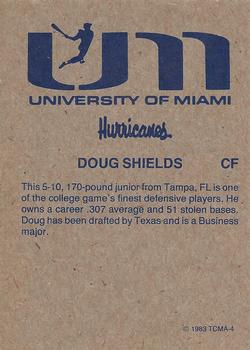 1983 TCMA Miami Hurricanes #4 Doug Shields Back