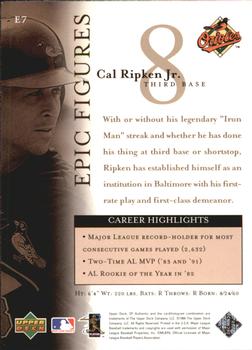 1999 SP Authentic - Epic Figures #E7 Cal Ripken Jr.  Back