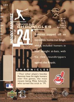 1999 SP Authentic - Home Run Chronicles #HR9 Manny Ramirez  Back