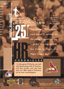 1999 SP Authentic - Home Run Chronicles #HR52 Mark McGwire  Back