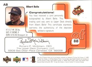 1999 SP Signature Edition - Autographs #AB Albert Belle  Back