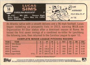 2015 Topps Heritage Minor League - Blue #14 Lucas Sims Back