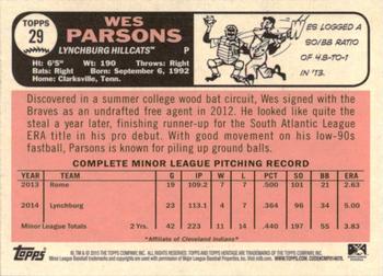 2015 Topps Heritage Minor League - Blue #29 Wes Parsons Back