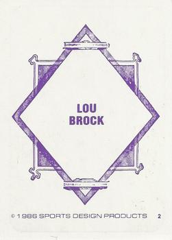 1986 Sports Design Products JD McCarthy #2 Lou Brock Back