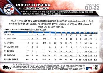 2016 Topps Opening Day #OD-22 Roberto Osuna Back