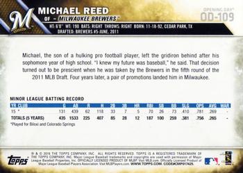 2016 Topps Opening Day #OD-109 Michael Reed Back