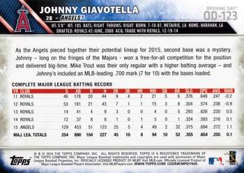 2016 Topps Opening Day #OD-123 Johnny Giavotella Back