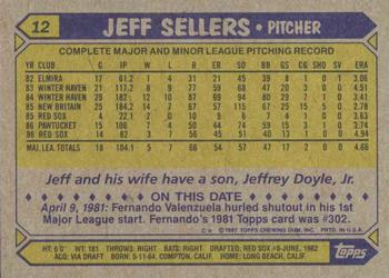 1987 Topps #12 Jeff Sellers Back