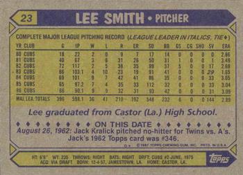 1987 Topps #23 Lee Smith Back