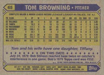 1987 Topps #65 Tom Browning Back