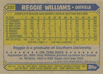 1987 Topps #232 Reggie Williams Back