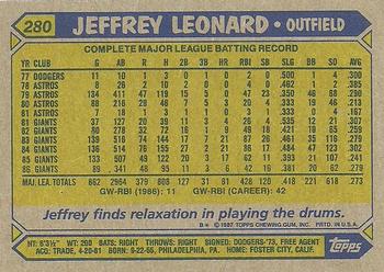 1987 Topps #280 Jeffrey Leonard Back