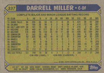 1987 Topps #337 Darrell Miller Back