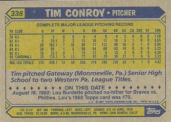 1987 Topps #338 Tim Conroy Back