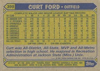1987 Topps #399 Curt Ford Back