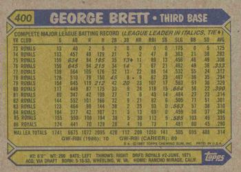 1987 Topps #400 George Brett Back