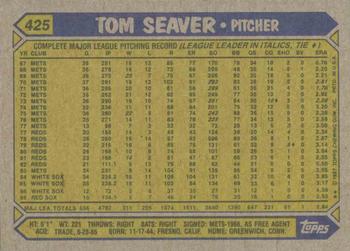 1987 Topps #425 Tom Seaver Back