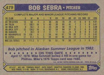 1987 Topps #479 Bob Sebra Back
