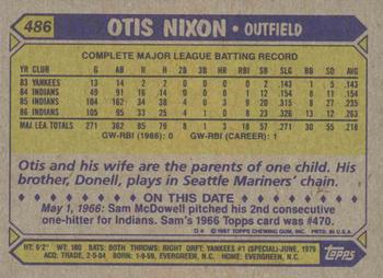 1987 Topps #486 Otis Nixon Back