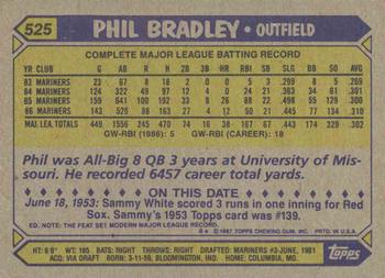 1987 Topps #525 Phil Bradley Back