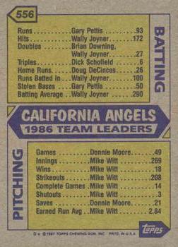 1987 Topps #556 Angels Leaders Back