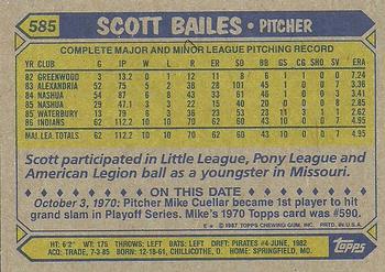 1987 Topps #585 Scott Bailes Back