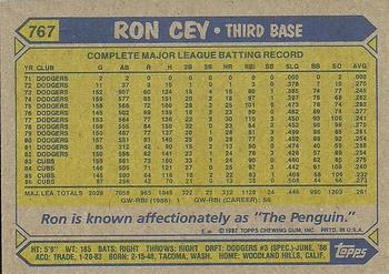 1987 Topps #767 Ron Cey Back