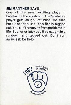 1983 Milwaukee Brewers Police - Wisconsin State Fair Park Police #NNO Jim Gantner Back