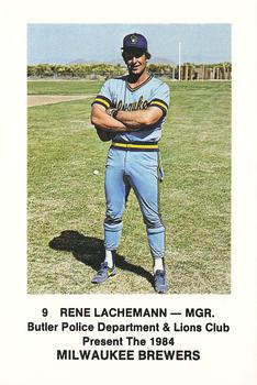1984 Milwaukee Brewers Police - Butler Police Department & Lions Club #NNO Rene Lachemann Front
