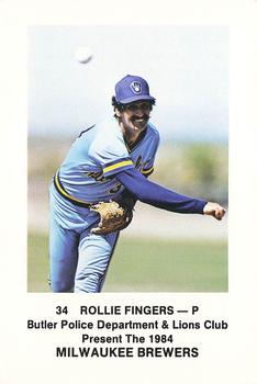 1984 Milwaukee Brewers Police - Butler Police Department & Lions Club #NNO Rollie Fingers Front