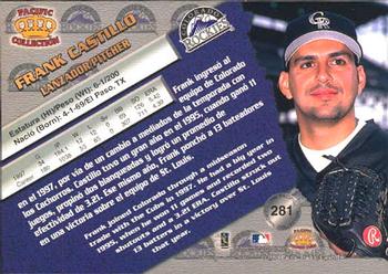 1998 Pacific #281 Frank Castillo Back