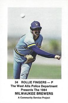 1984 Milwaukee Brewers Police - West Allis Police Department, A Community Service Project #NNO Rollie Fingers Front