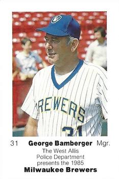 1985 Milwaukee Brewers Police - West Allis Police Department #NNO George Bamberger Front