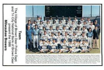 1986 Milwaukee Brewers Police - Village of Brown Deer Police Dept. and Tri City National Bank of Brown Deer #NNO Milwaukee Brewers Team Photo Front