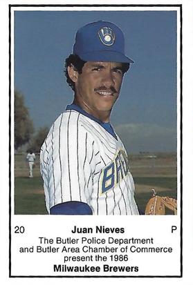 1986 Milwaukee Brewers Police - Butler Police Department and Butler Area Chamber of Commerce #NNO Juan Nieves Front